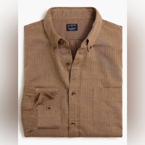J. Crew Factory Men’s Brushed Twill Shirt, Caramel Heather Herringbone, Size XL
